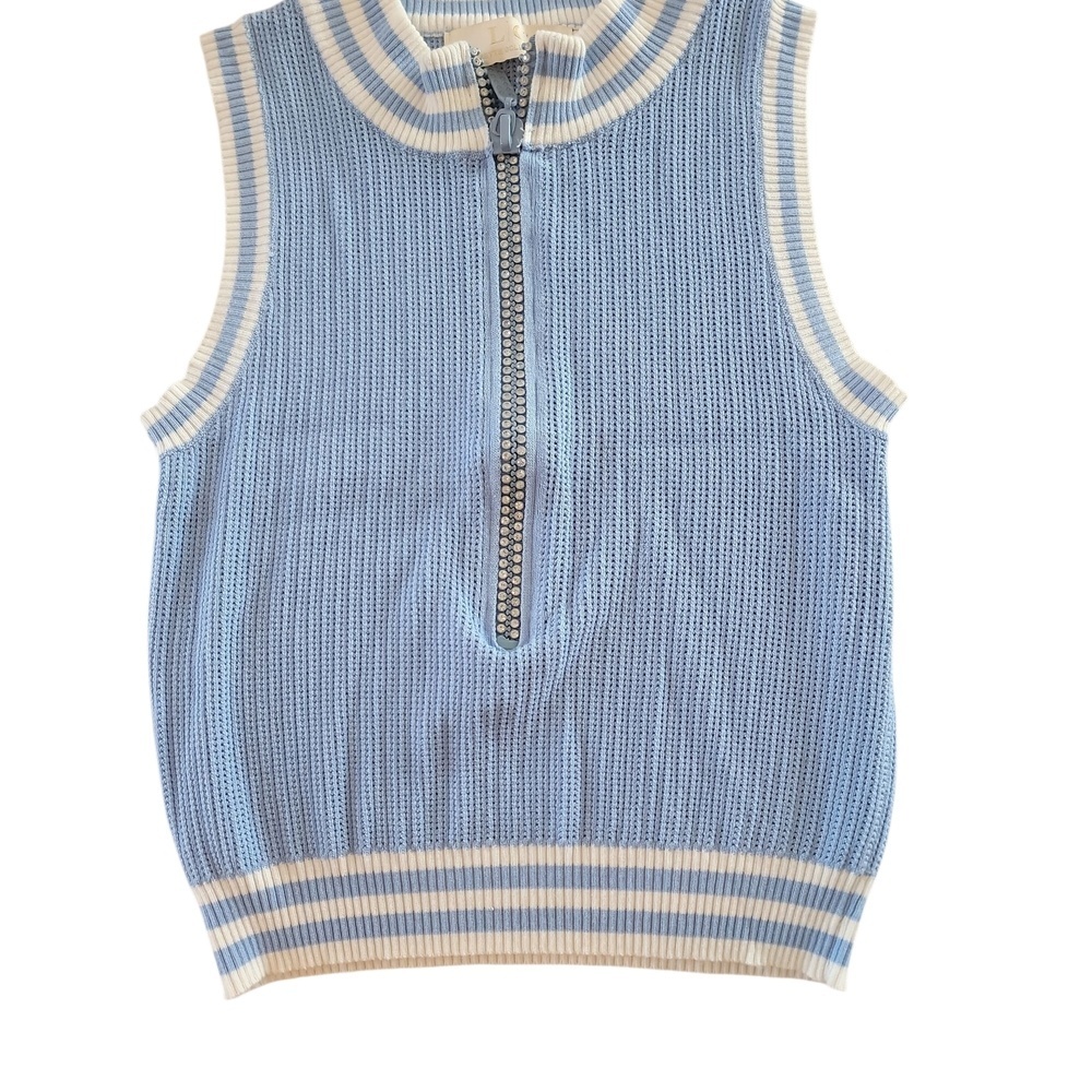 Blue Sleeveless Knit Tank Top